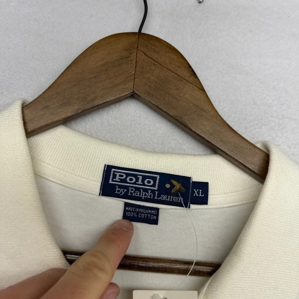 Vintage Ralph Lauren Polo Shirt Men's XL White Classic knit Pony Embroidered NEW